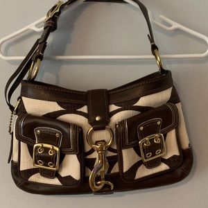 Coach Ivory and Brown Canvas Tote